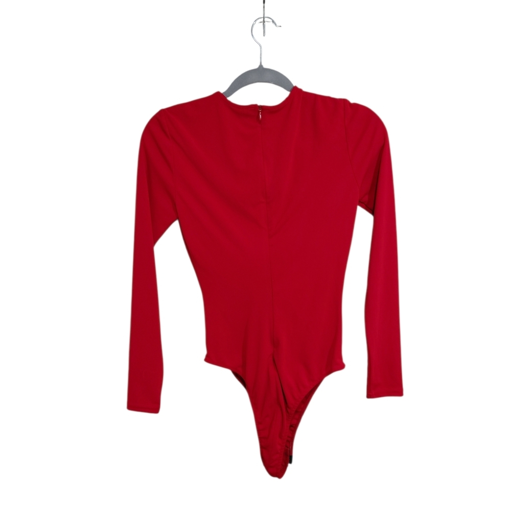 Zara Red Long-Sleeve Heart Cutout Bodysuit - Picture 2 of 6